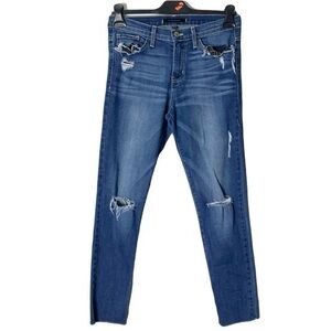Nwot Flying Monkey Distressed Mid Rise Skinny Jean 28 Slimming Whiskering